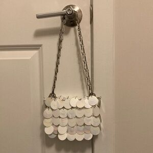 Paco Rabanne silver white sparkly nano shoulder bag never worn